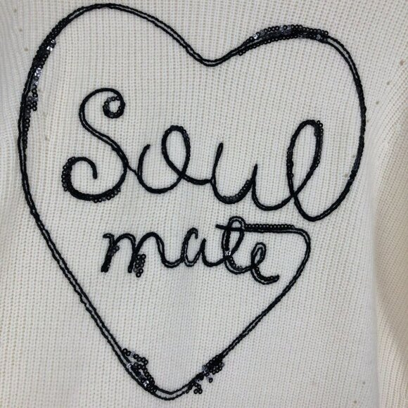 Princess Goes Hollywood NWT Cream Longsleeve Sweater w Blk Sequin "Soul Mate" M - Picture 4 of 13